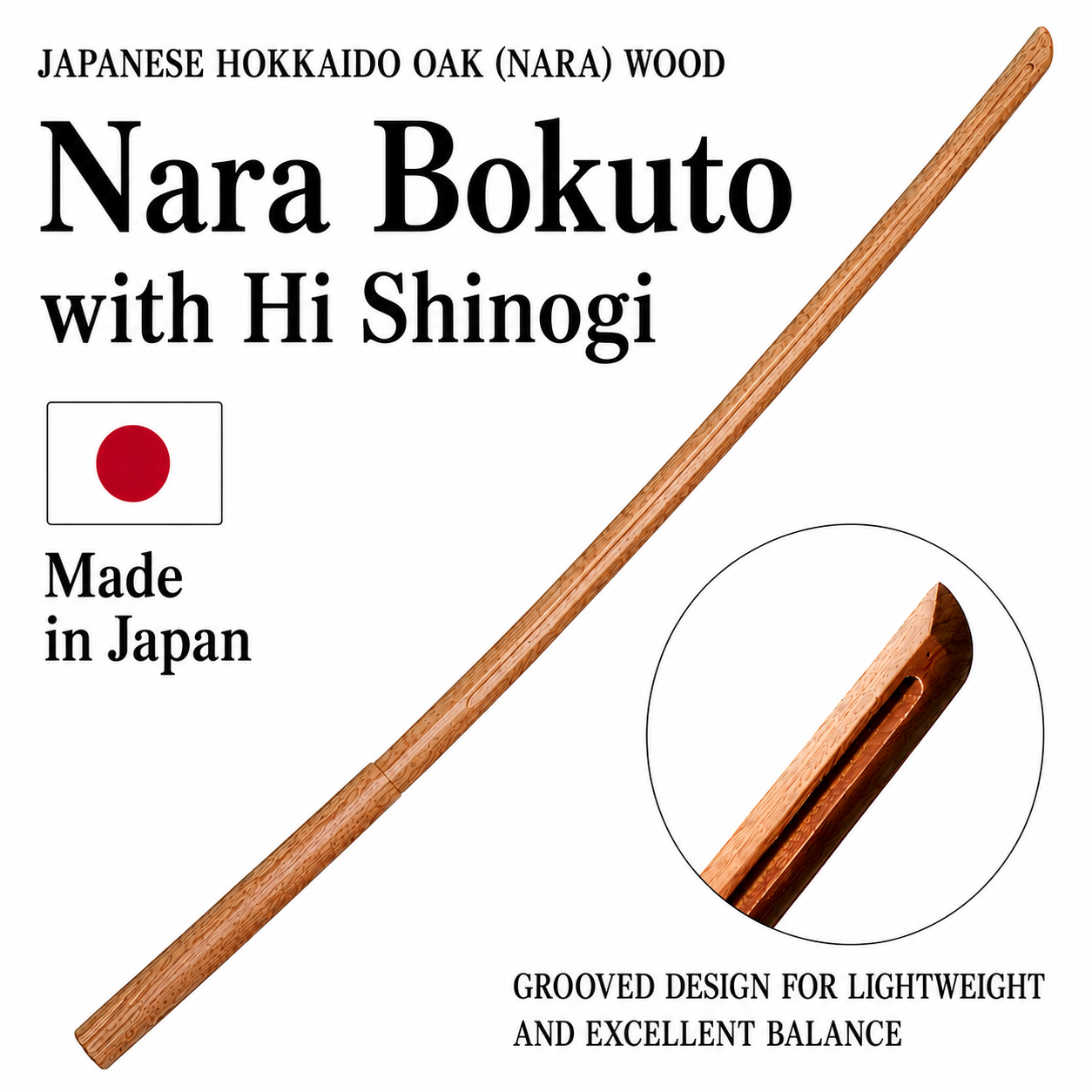 Nara (Hokkaido Oak) Bokuto with Hi Shinogi
